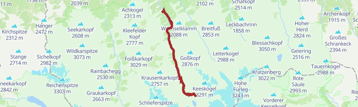 Route map: Neukirchen: Hopffeldboden - Kürsingerhütte